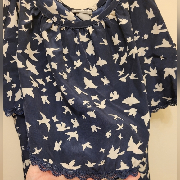 Vanity Blue Cream Lace Bird Dove Flutter Camisole Size Medium - Picture 6 of 12